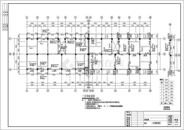 某六层框架结构住宅楼结构设计施工图纸-图一