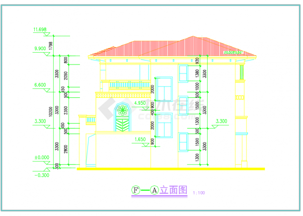 某地度假区水岸豪宝石A型别墅建筑设计图-图二