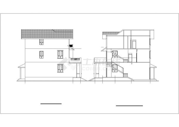 某售楼处四个中高档别墅方案设计CAD图纸-图二
