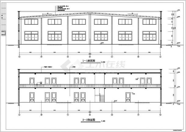 襄樊某32米跨厂房建筑、结构施工图-图二