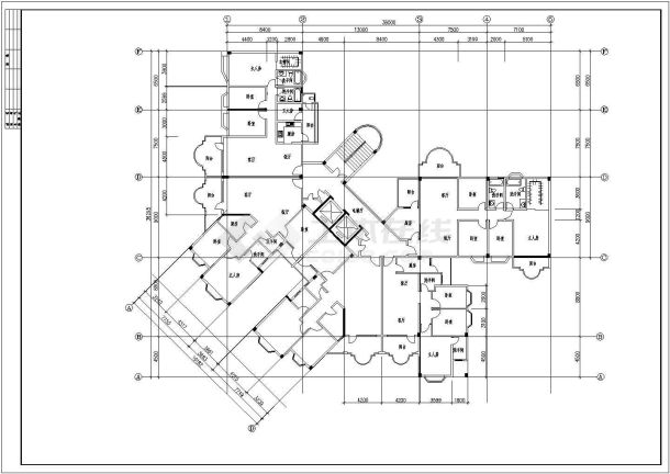 某小区住宅建筑设计cad平面方案图纸-图二