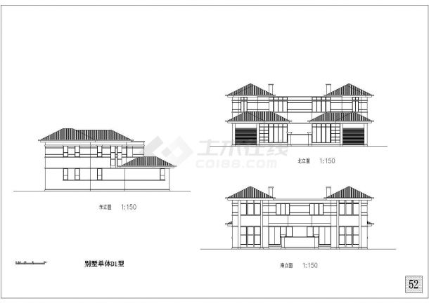 一整套别墅建筑CAD施工设计图纸-图二