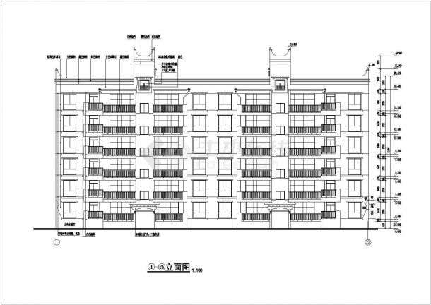 某六层砖混住宅建筑施工图（含门窗大样）-图一