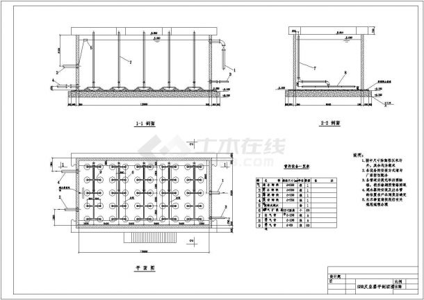 汙水生物處理sbr池工藝剖面圖和三視圖(含汙調節池結構施工圖)