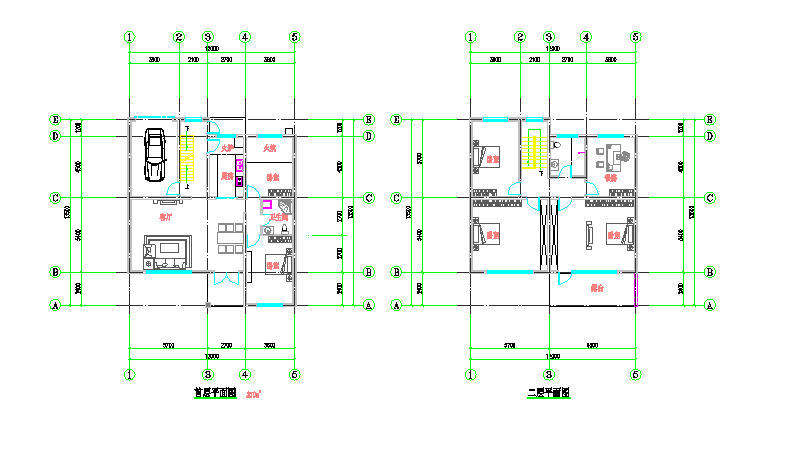 砖混结构二层农村别墅方案设计图