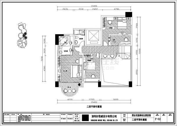 某小区复式别墅装修设计CAD图纸-图二