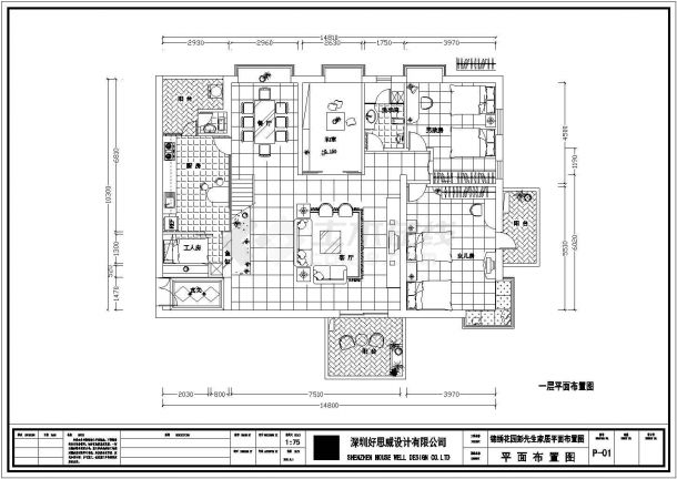 某小区复式别墅装修设计施工CAD图纸-图一