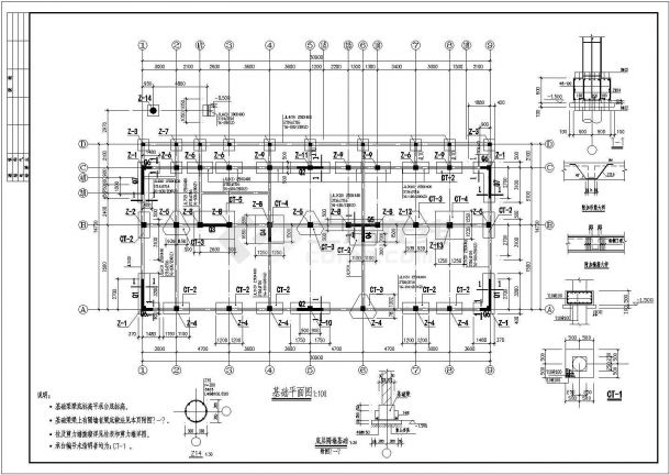 全套底框结构cad施工平面设计图纸-图二