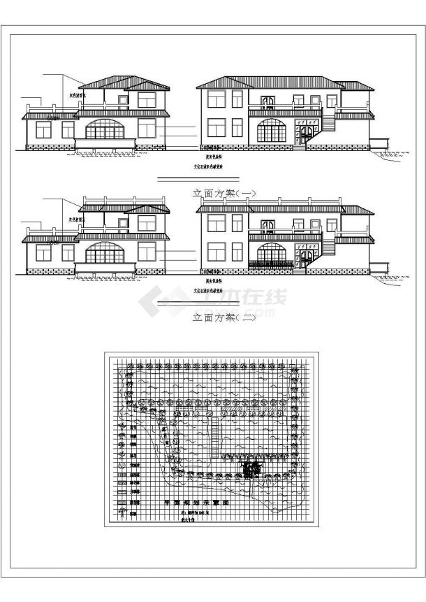 某钓鱼别墅建筑CAD设计施工图纸-图二
