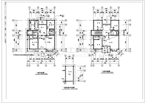 慈溪某三层框架别墅建筑、结构、水、电施工图-图二