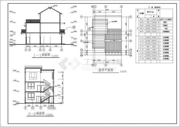 两套别墅全套建筑设计施工CAD图-图一