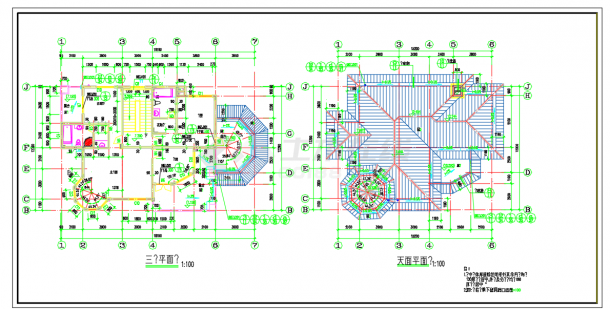 某地二层小型别墅建筑设计施工CAD图-图一
