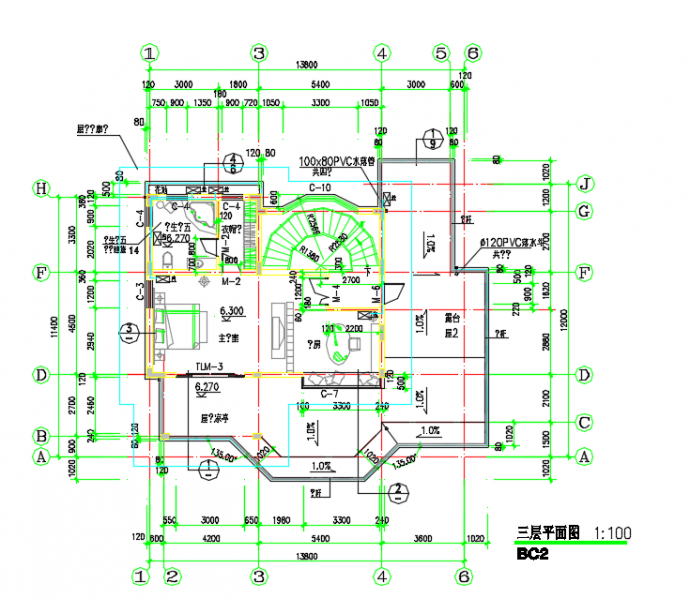 某带地下室2层别墅建筑设计施工CAD图_图1