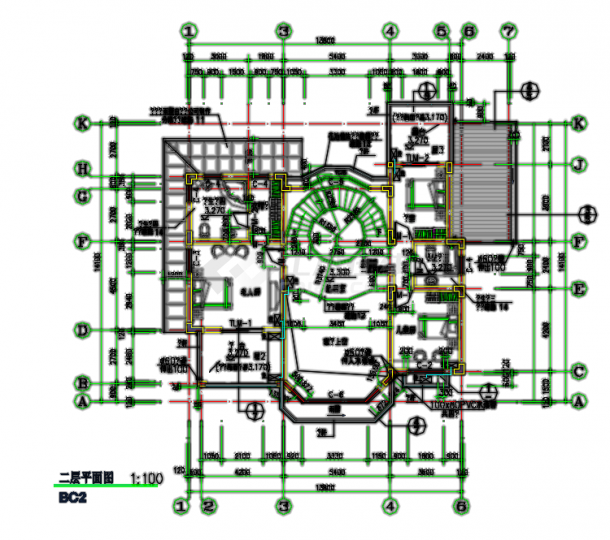 某带地下室2层别墅建筑设计施工CAD图-图二