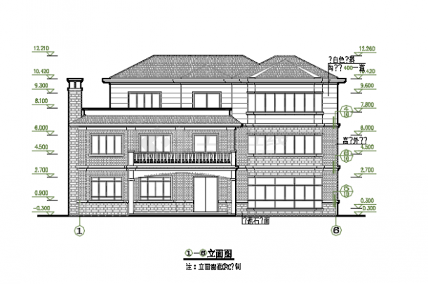 某地小区单体别墅建筑设计施工CAD图-图一