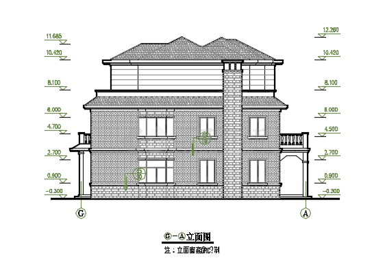 某地小区单体别墅建筑设计施工CAD图-图二