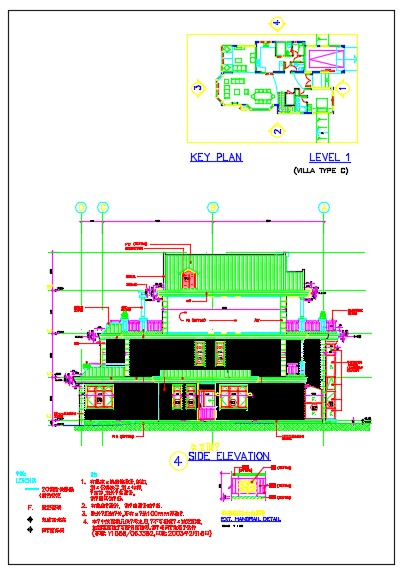某小区三层豪华别墅建筑设计施工CAD图-图一