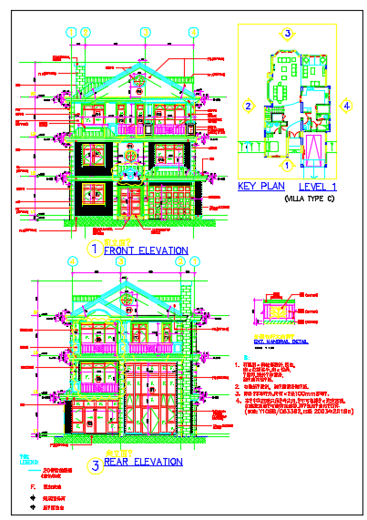 某小区三层豪华别墅建筑设计施工CAD图-图二