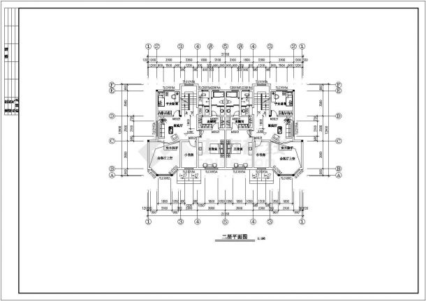 某地三层双拼别墅建筑设计施工CAD图纸-图二