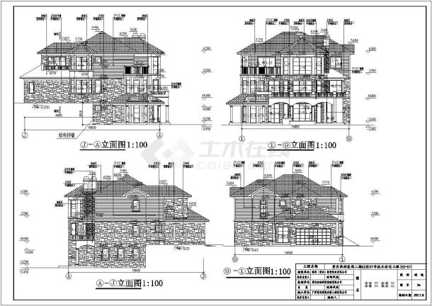 某小区三层豪华别墅建筑CAD设计图-图一