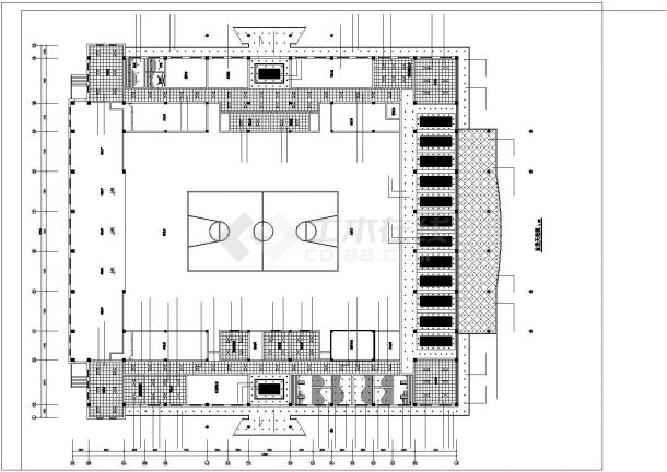 某篮球场体育馆室内装修平面cad施工图纸-图一