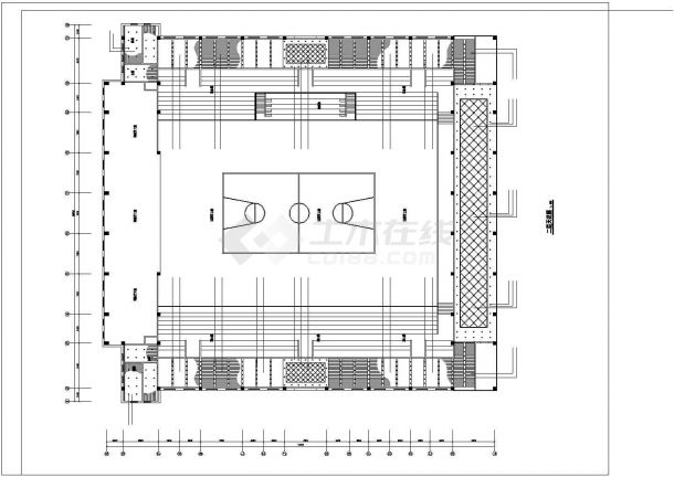 某篮球场体育馆室内装修平面cad施工图纸-图二