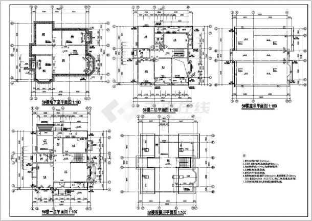 某二层砖混别墅建筑结构设计施工图-图二