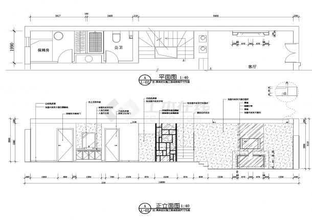 某中式风单体住宅两室一厅家居装修设计CAD图纸-图二