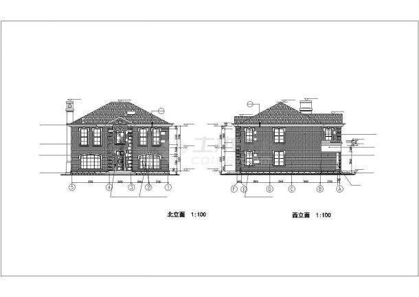 某地一套别墅建筑设计方案图（标注详细）-图二