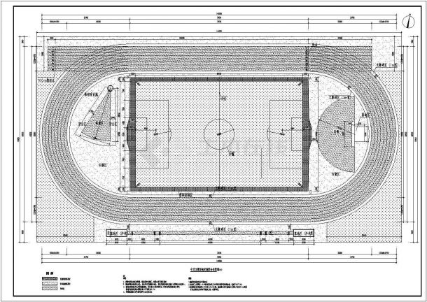 某学校标准300m跑道球场设计施工图-图二