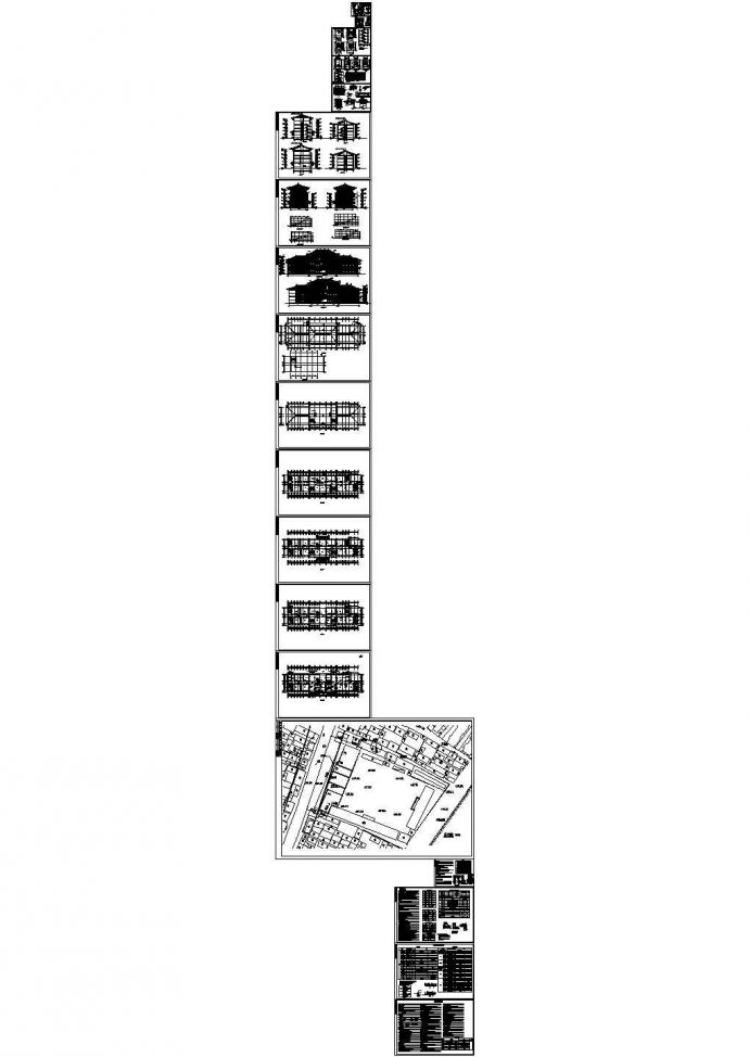 四层仿古建筑中学教学楼建筑施工图(含设计说明）_图1