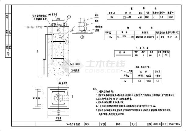 市政道路照明工程路灯基础节点详图设计-图一