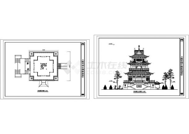 上海古城公园各类古建设计方案图纸-图一