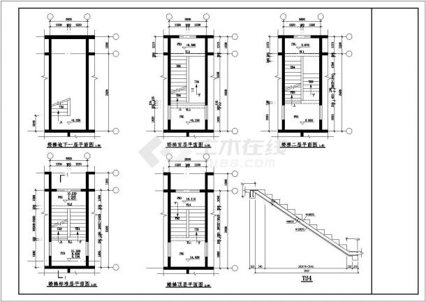 某多层住宅楼梯结构整套配筋详CAD图纸-图一