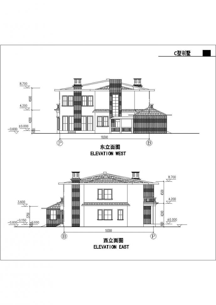 大型豪华2层私人住宅建筑施工图纸_图1