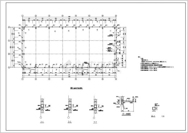 某地标准跨排架厂房结构施工图（含设计说明）-图二