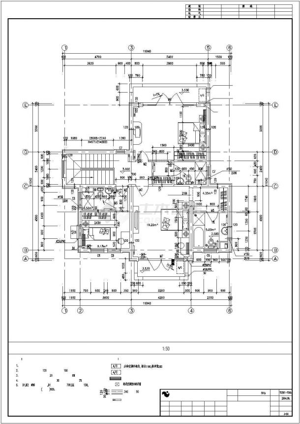 十分详细的2层别墅建筑CAD图纸-图二