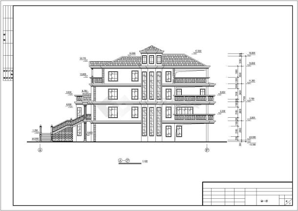 4层豪华私人别墅建筑施工图纸（共9张）-图一