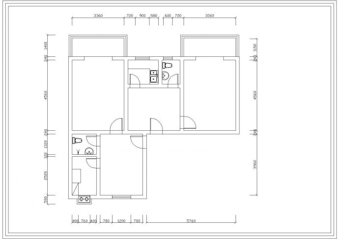 小两居室内精装修设计cad施工设计图纸_图1