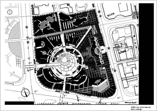 某市人民广场景观设计施工CAD图-图一