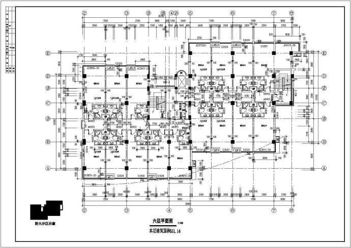 某地6层综合楼平面施工图（共7张）_图1