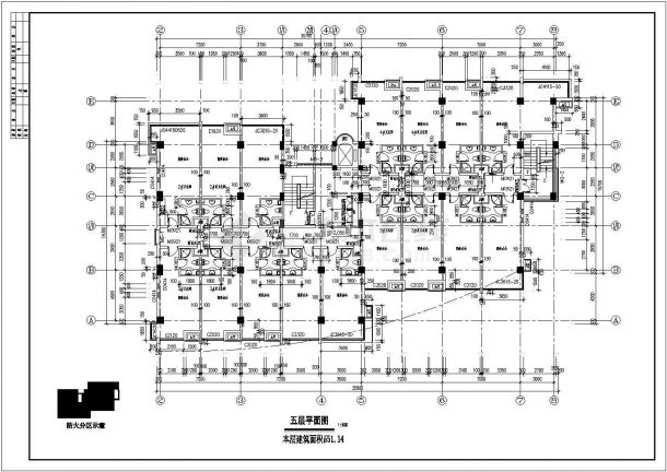 某地6层综合楼平面施工图（共7张）-图二