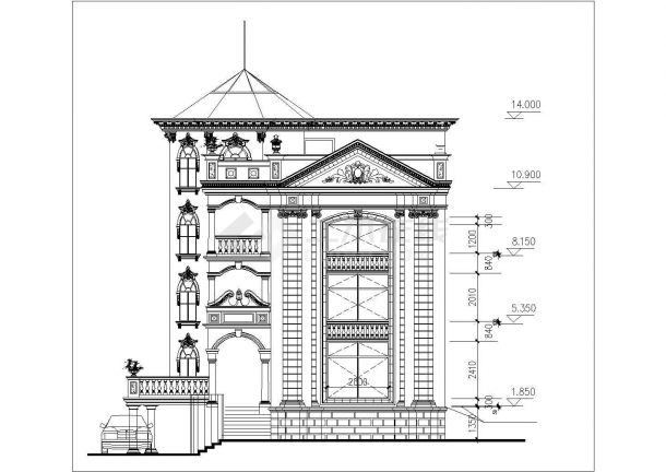 框架结构经典别墅建筑设计施工图纸-图一