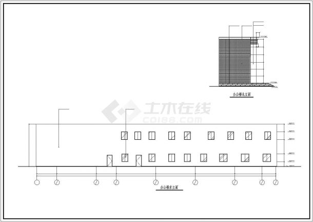 某地区办公楼装修设计方案CAD图纸-图二