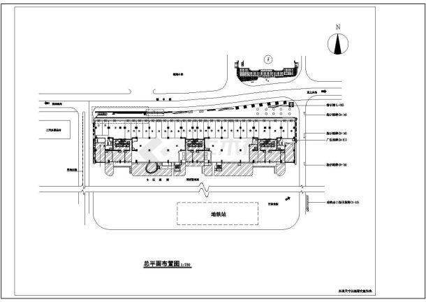 某花园商业街建筑cad平面施工设计图-图一