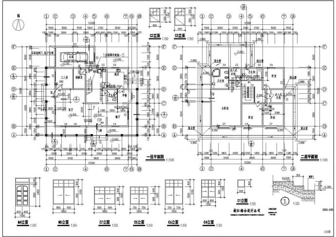 某市东方花园框架结构别墅建筑CAD设计施工图_图1