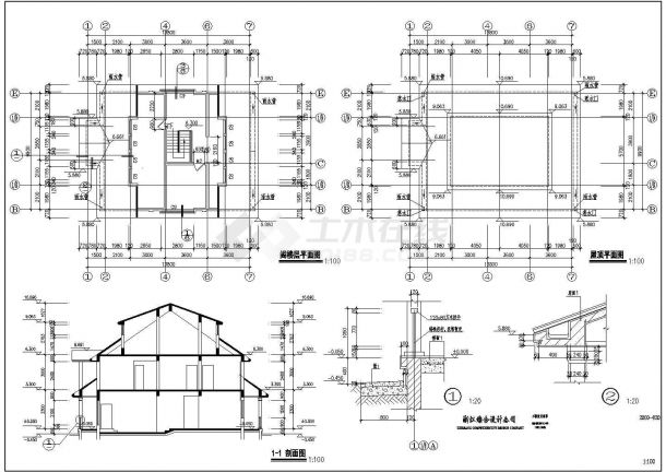 某市东方花园框架结构别墅建筑CAD设计施工图-图二