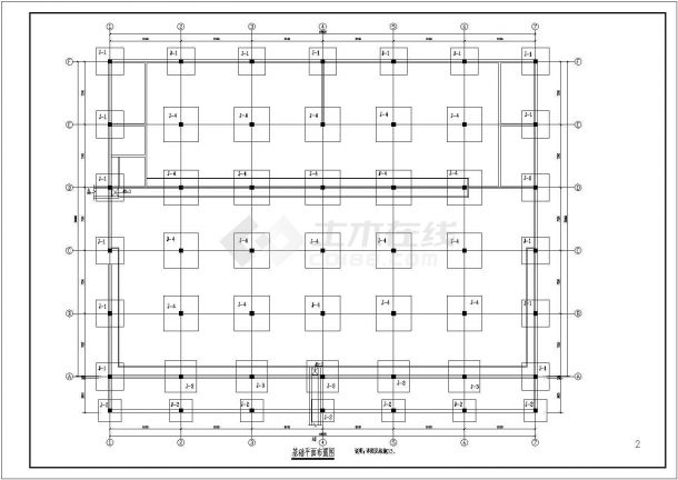某地区二层框架食堂结构设计施工图-图一