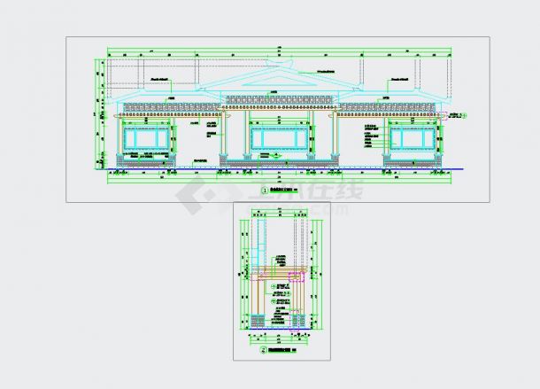 牌坊长廊架节点设计CAD参考图-图二