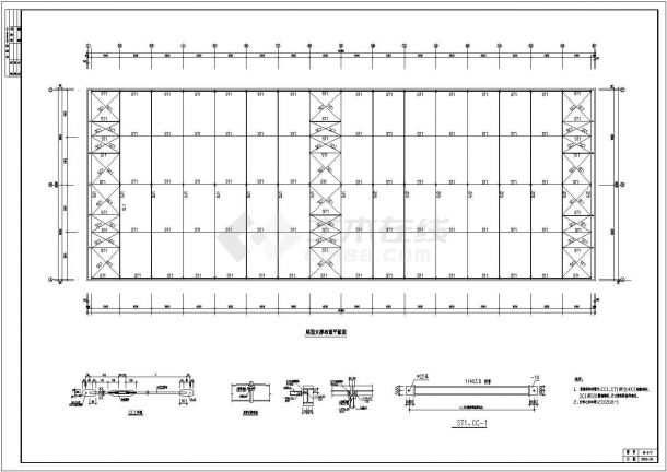 某地单层钢结构带吊车厂房结构设计施工图-图二